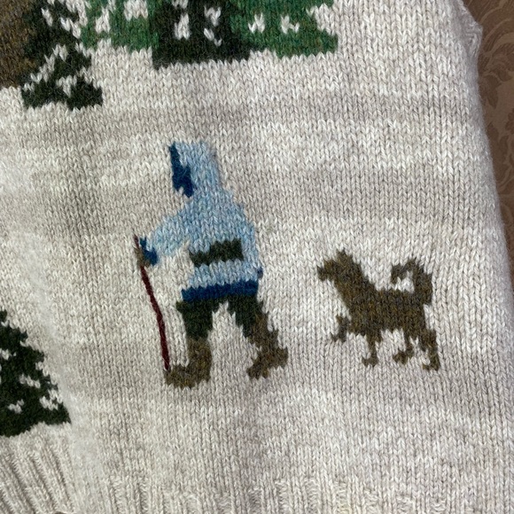 Vintage 90s Y2K Novelty Sleeveless Sweater Sweater Vest. Dog Skiing Cabin Geese - Picture 7 of 14